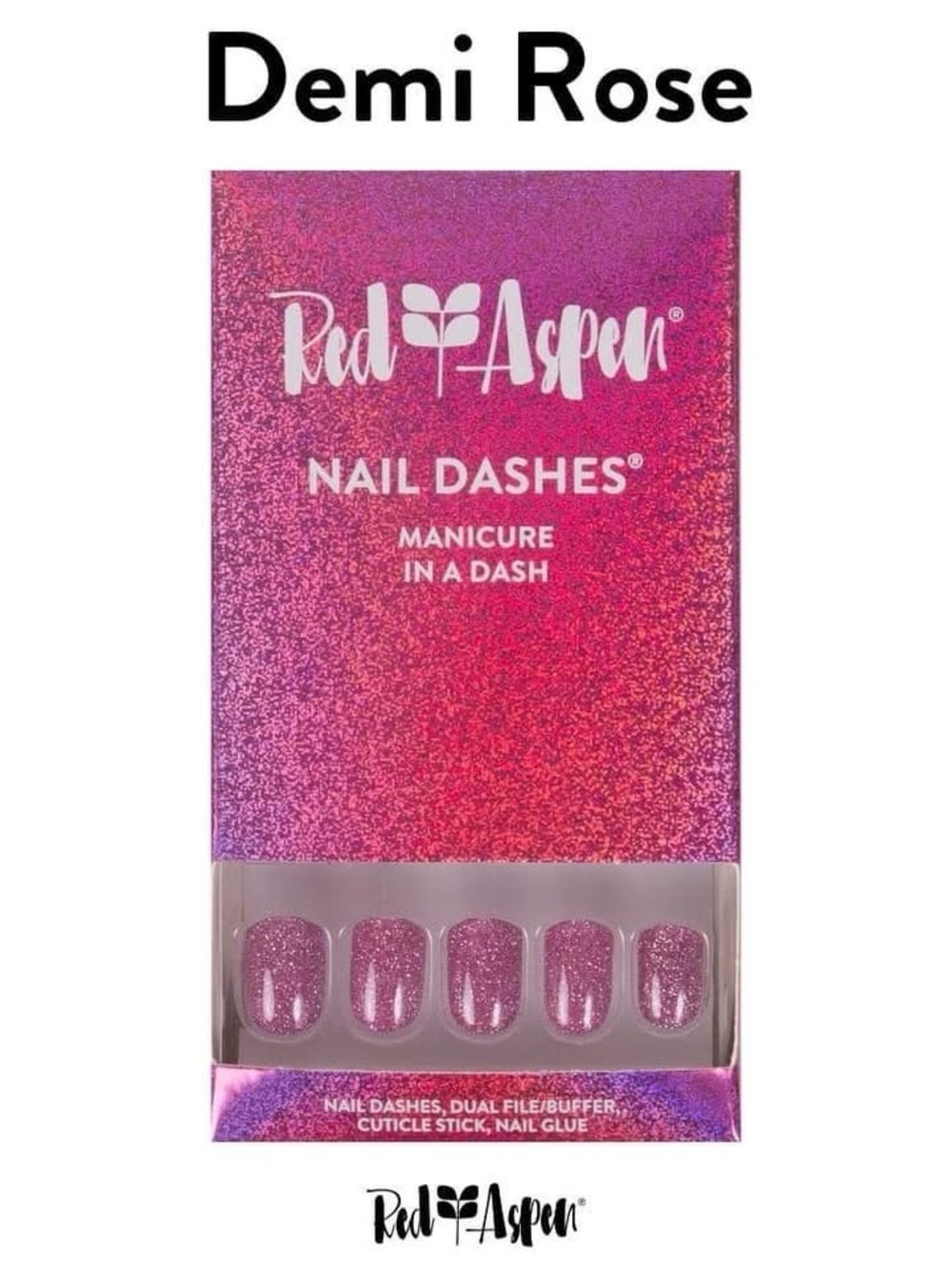 NIB Red Aspen Demi Rose Press-On Nail Dashes